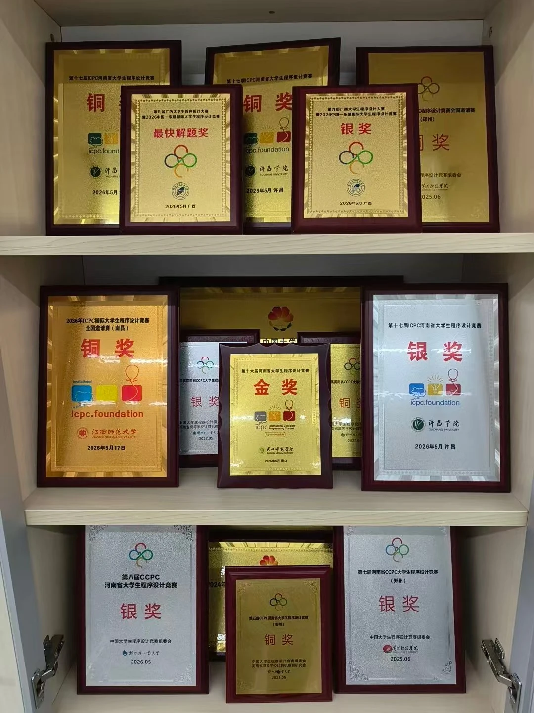 算法组历年获奖奖牌陈列